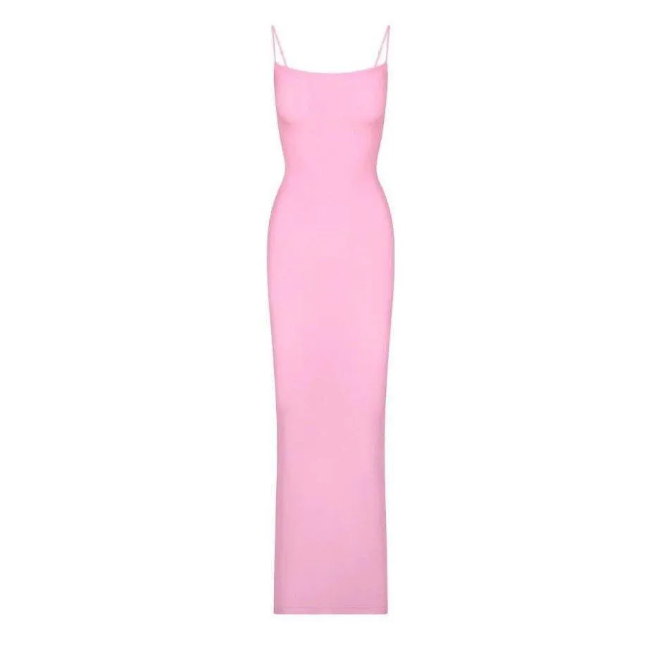 SOFT LOUNGE LONG SLIP DRESS COTTON CANDY