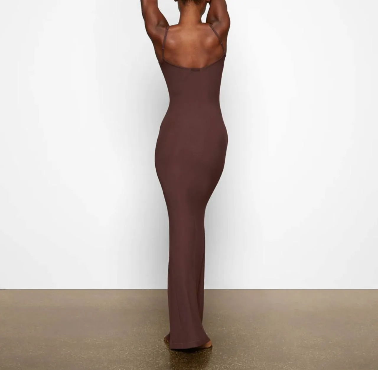SOFT LOUNGE LONG SLIP DRESS COCOA