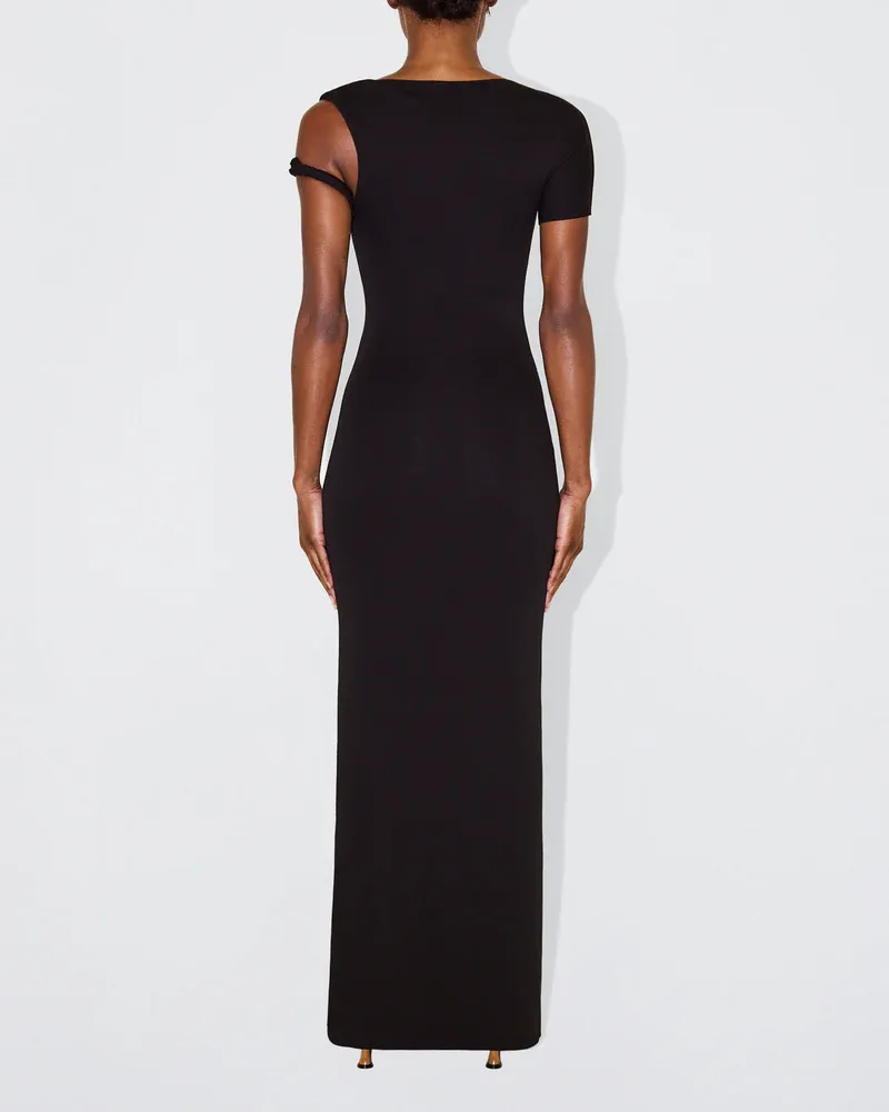Sueded Stretch Twist Maxi Dress Black