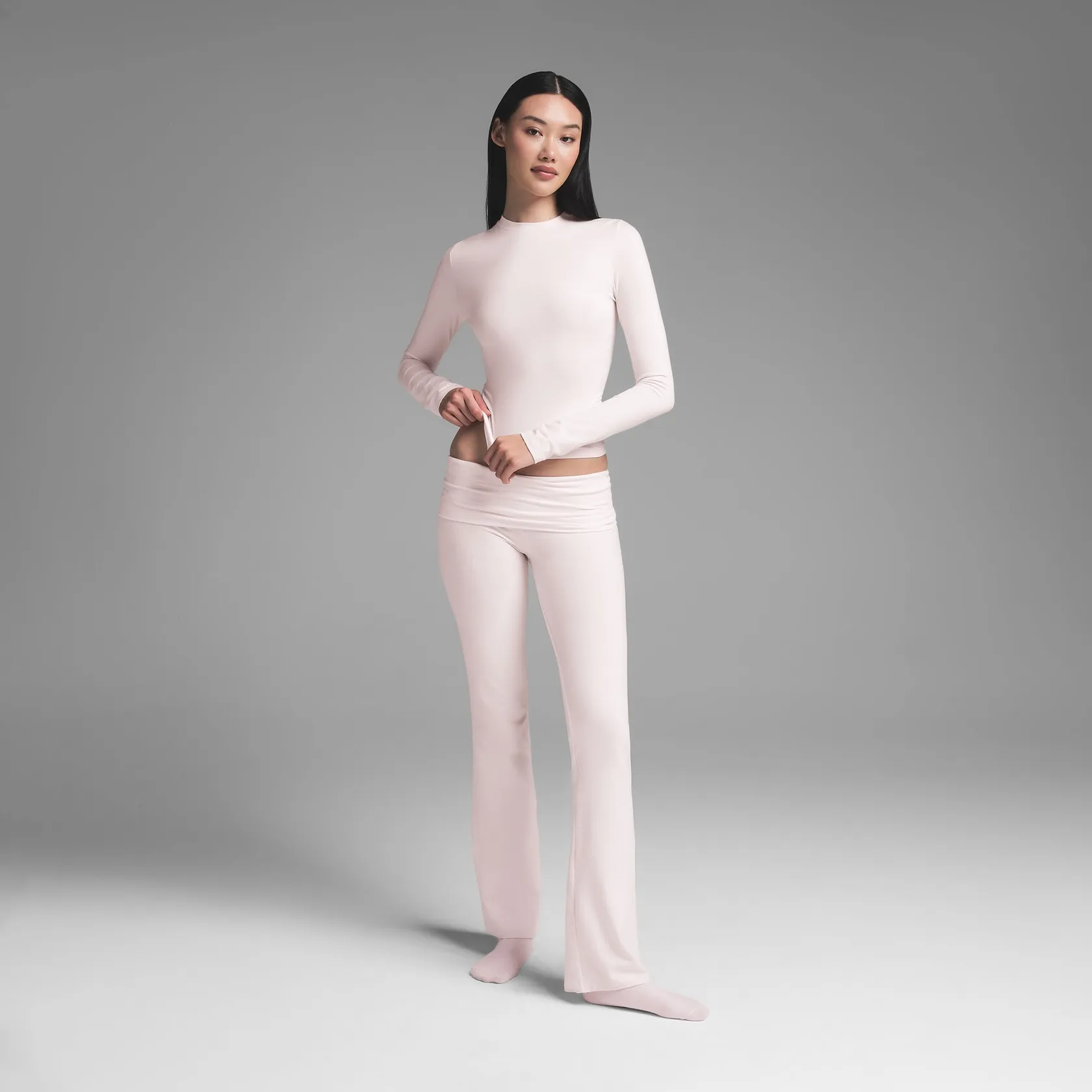 COTTON JERSEY LONG SLEEVE T-SHIRT BARELY PINK