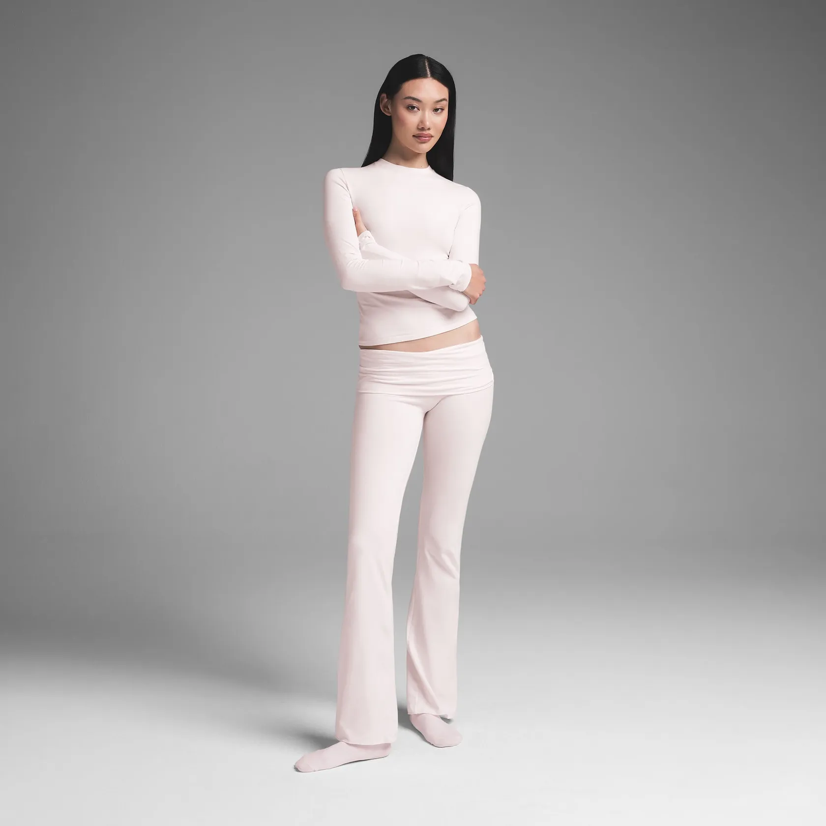 COTTON JERSEY FOLDOVER PANT BARELY PINK
