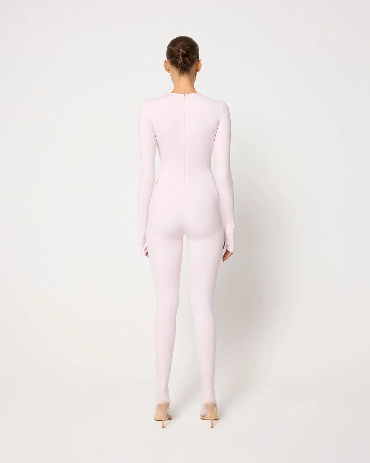 Long Sleeve Footed Catsuit Powder Pink