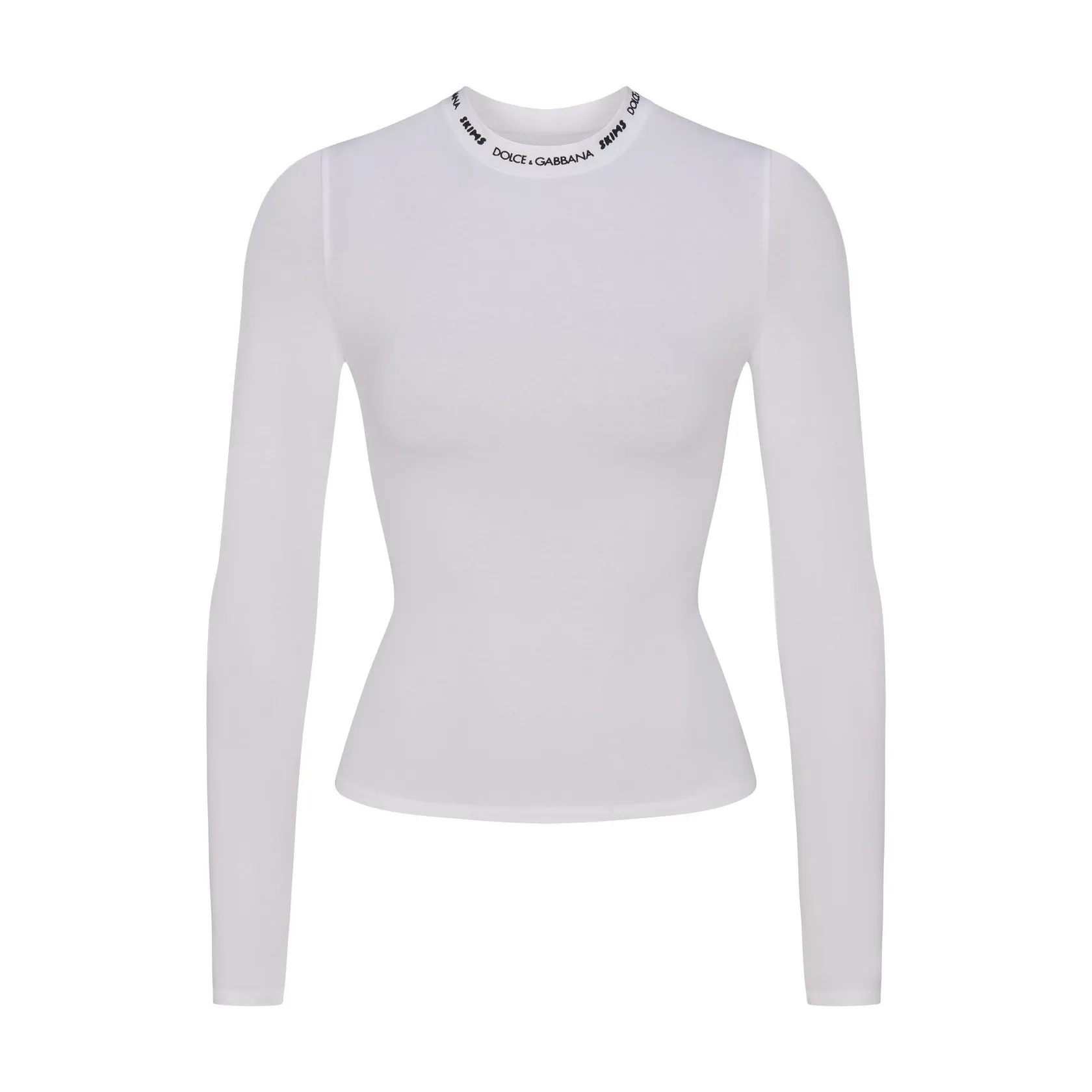 DOLCE&GABBANA X SKIMS COTTON JERSEY LONG SLEEVE T-SHIRT SNOW