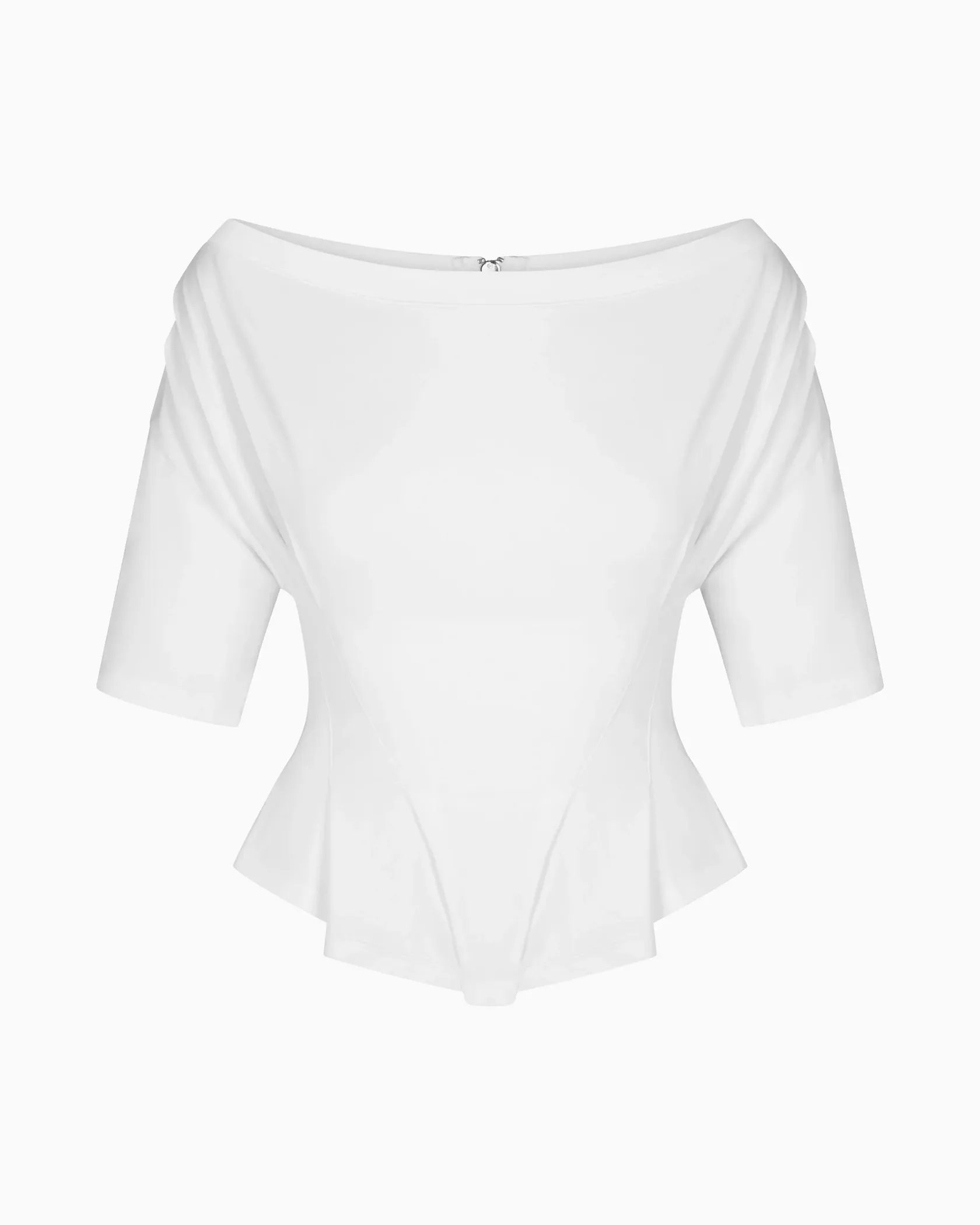 Off the Shoulder Cinching Tee White